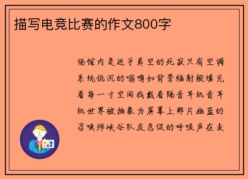 描写电竞比赛的作文800字